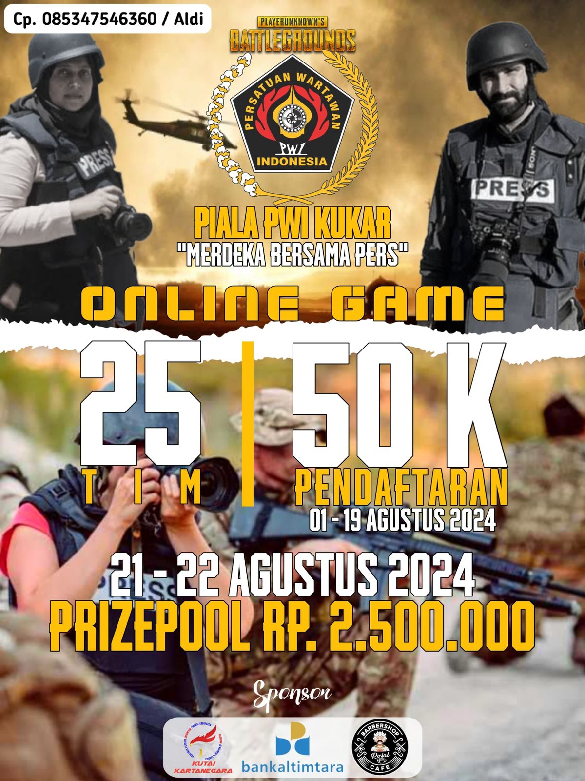 Peringati HUT RI Ke-79, PWI Kukar Gelar Open Turnamen PUBG 