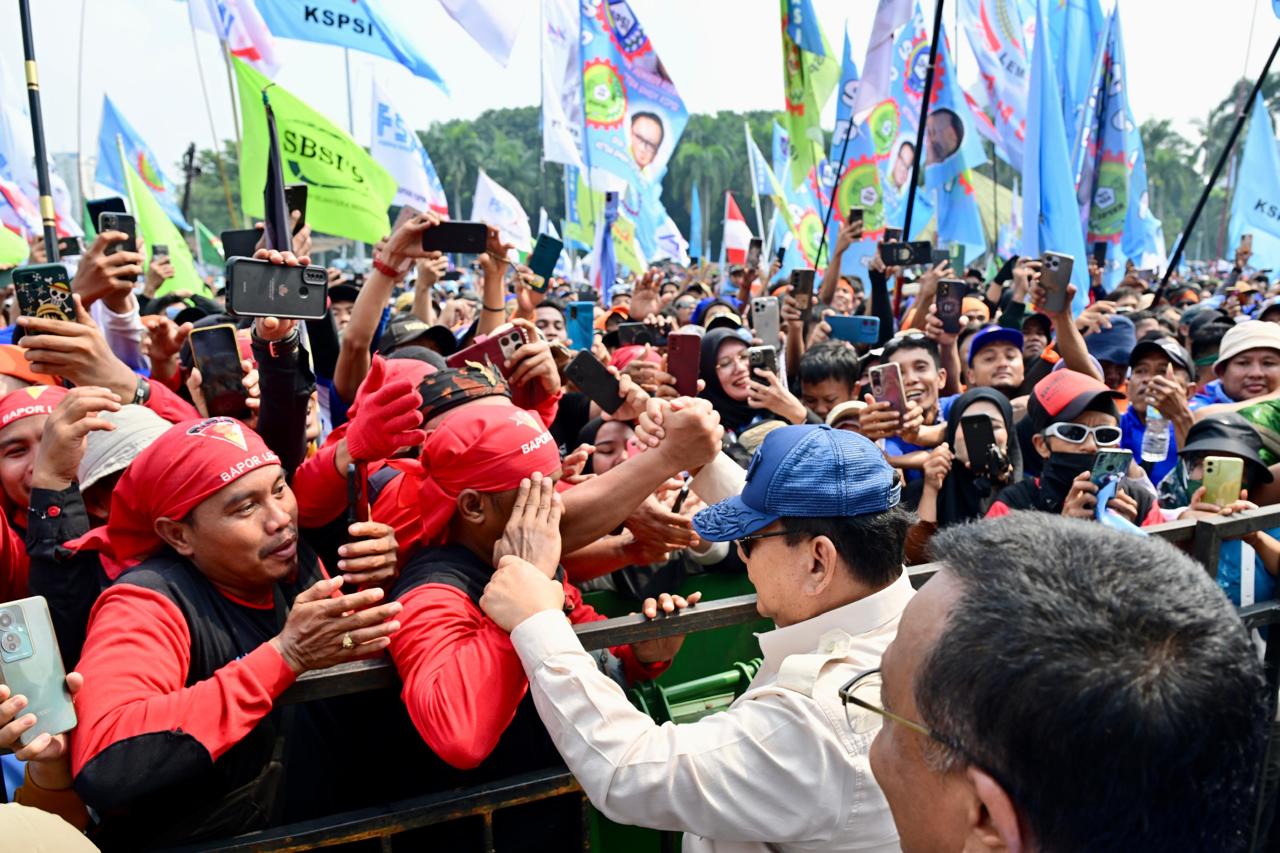 Orasi Prabowo di Peringatan Hari Buruh: Tegaskan Berantas Korupsi sampai Jadikan Marsinah Pahlawan Nasional 