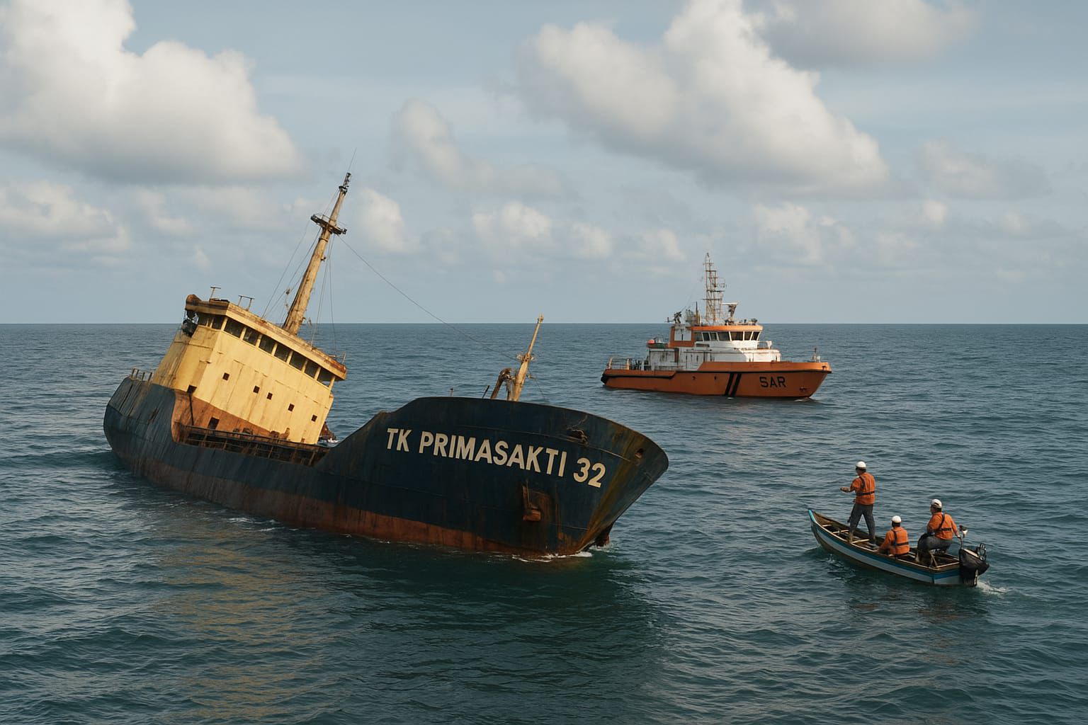 Terseret Arus Surut, Kapal Pengangkut Batu Bara di Berau Kandas dan Bocor di Buritan