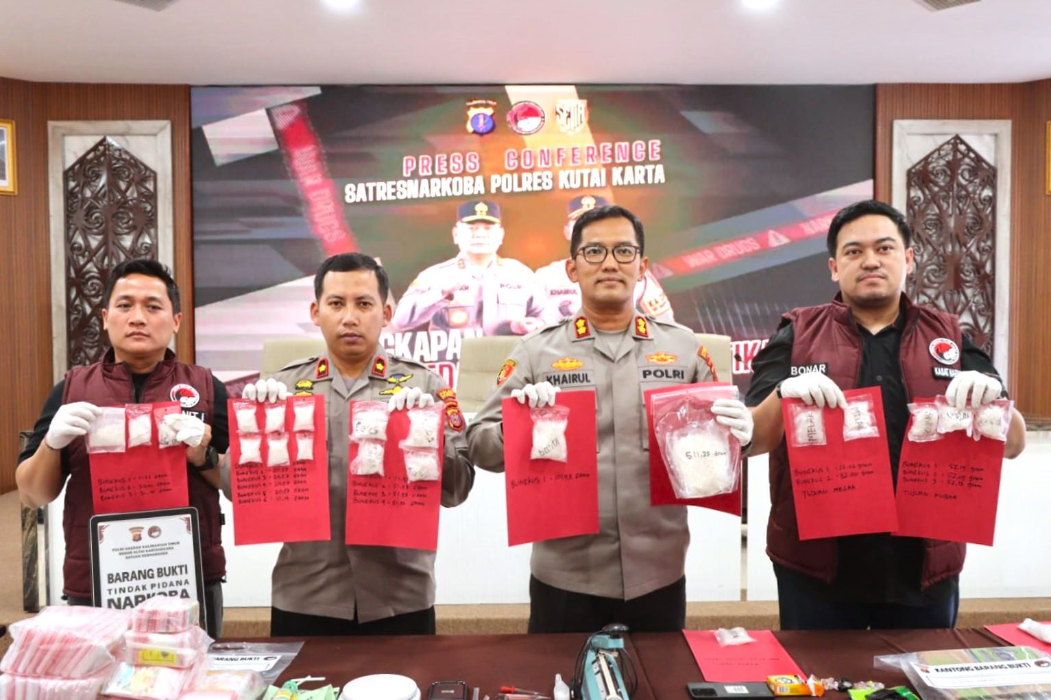 Polres Kukar Sita 1,4 Kilogram Sabu dari Jaringan Terorganisir