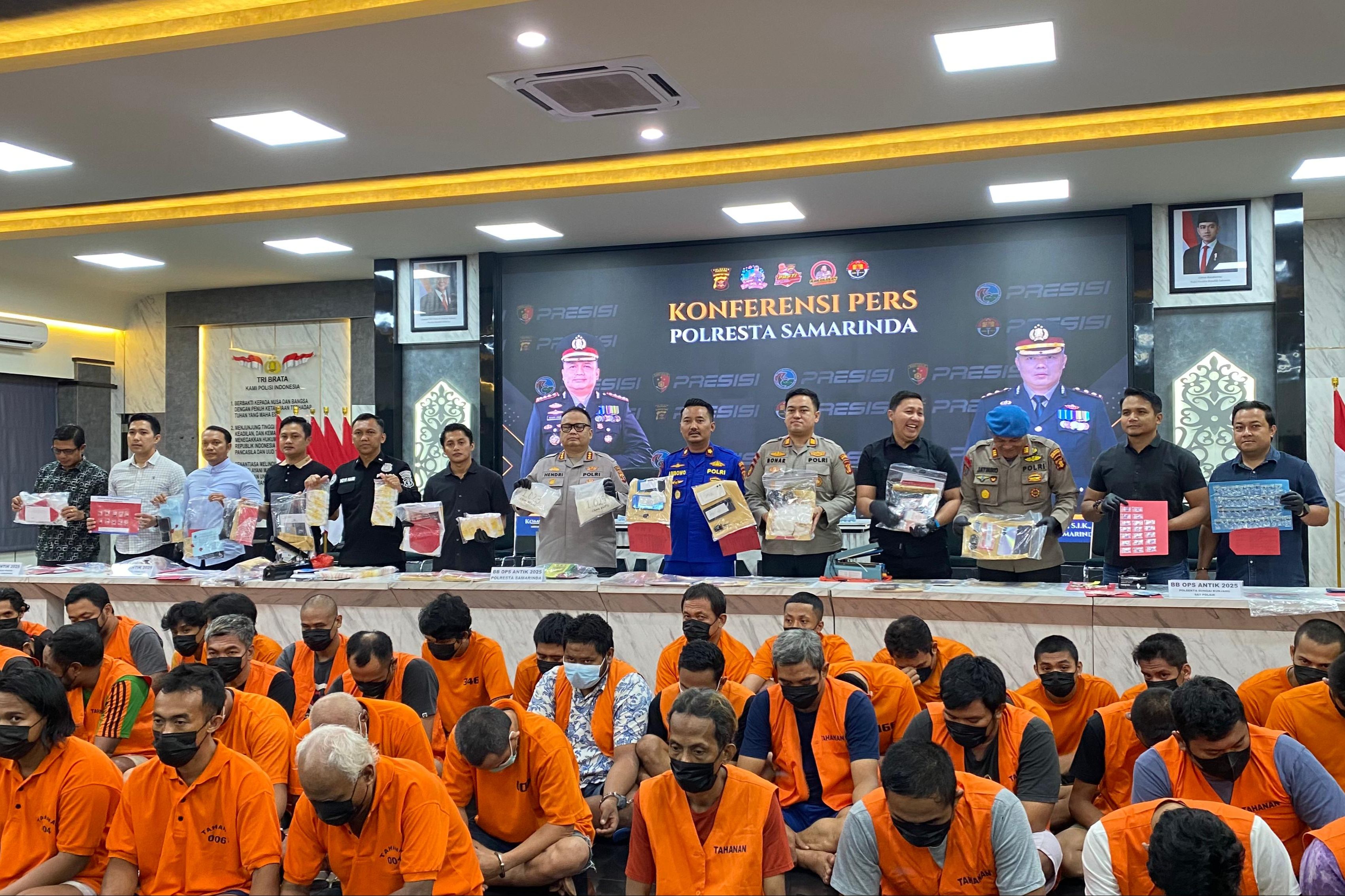 Operasi Antik 2025 Polresta Samarinda: 46 Kasus Narkotika Diungkap, 66 Tersangka Ditangkap