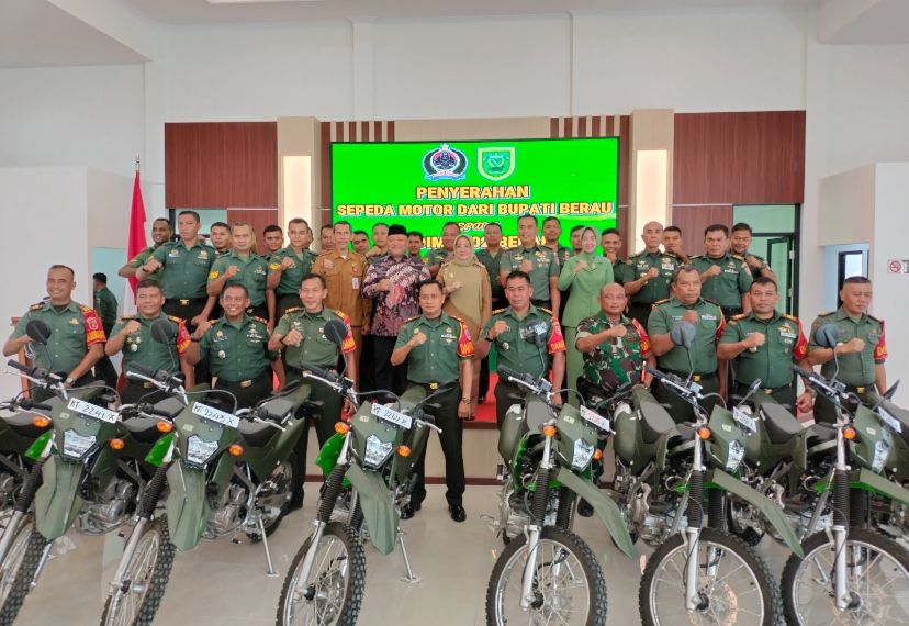 Upaya Tingkatkan Keamanan masyarakat, Pemkab Berau Serahkan 13 Unit Motor Operasional untuk Kodim 0902/Bru