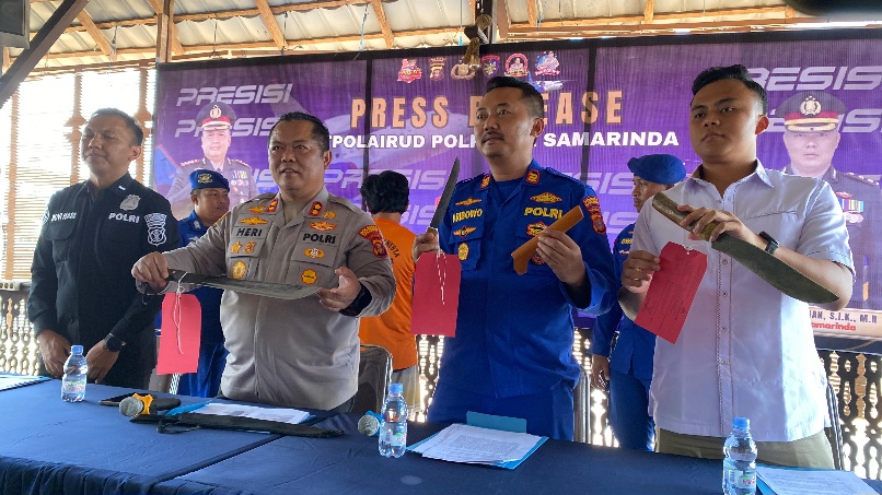  Polairud Samarinda Tangkap Tiga Pelaku Pengancaman dengan Sajam di Sungai Mahakam 
