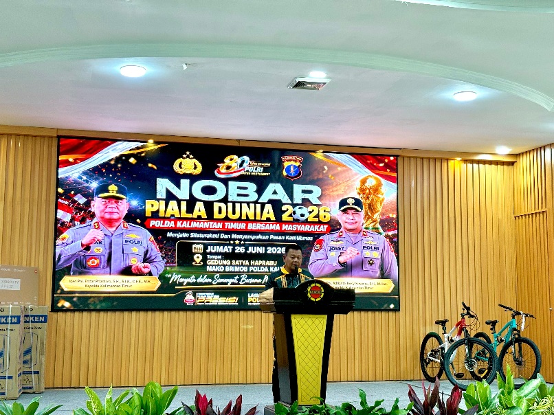 Polda Kaltim Adakan Nobar Piala Dunia Bareng Ojol 
