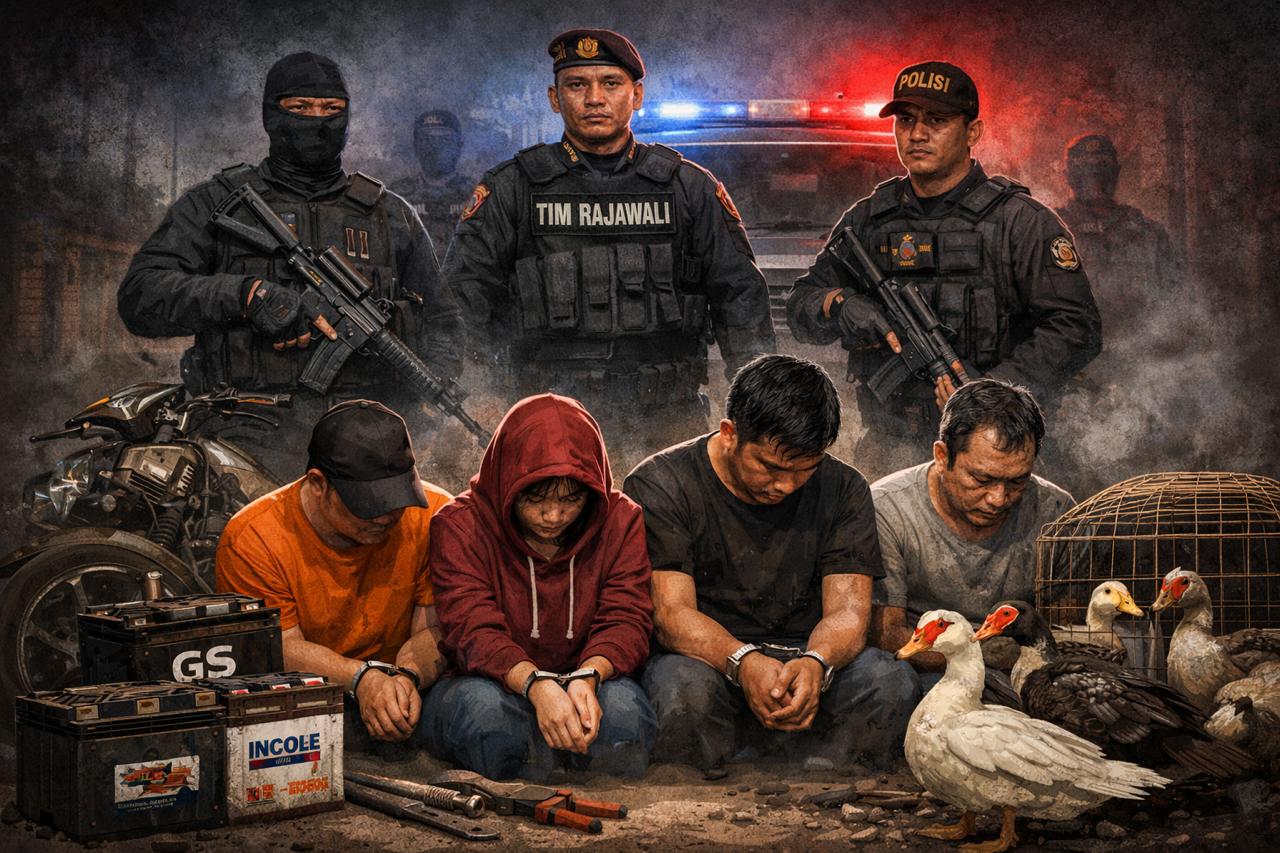  Tim Rajawali Ringkus Pasutri dan Dua Komplotan Pencuri Bebek, Mentok juga Aki Mobil