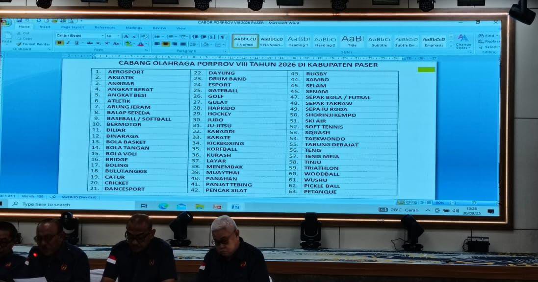 Porprov Kaltim 2026 di Paser Bakal Pertandingkan 63 Cabor