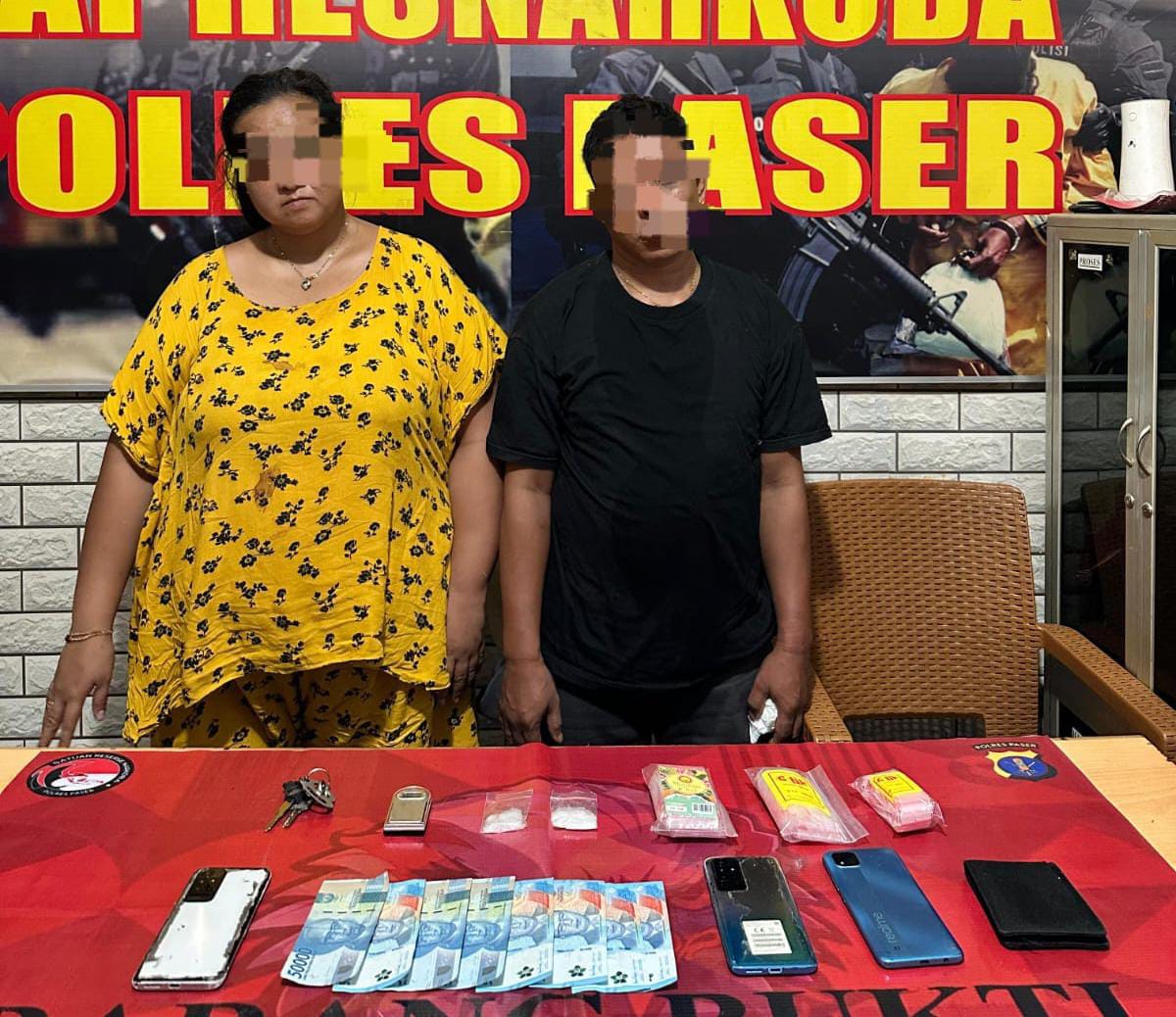 Polres Paser Tangkap Pasutri Pengedar Narkoba, Barang Bukti Sabu Disembunyikan Dalam Kulkas