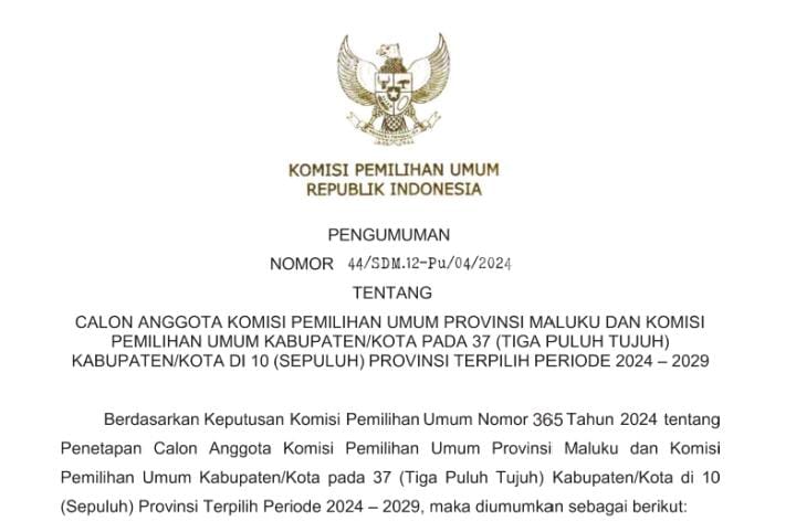 Ini Nama-nama Anggota KPU Terpilih di 10 Kabupaten/Kota Se-Kaltim Periode 2024-2029