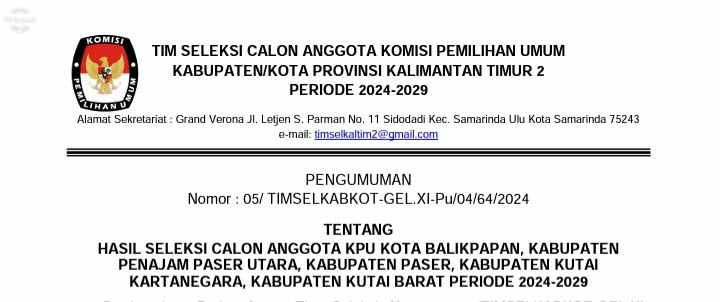 10 Besar Calon Komisioner KPU Kabupaten/Kota Sudah Keluar, Cek Namanya di Link Ini