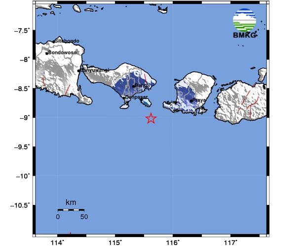 Bali dan Lombok Diguncang Gempa 4,4 Magnitudo