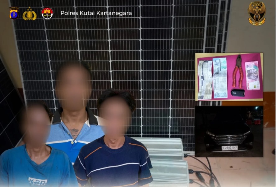 Gasak Panel Surya Milik Pemerintah, 3 Warga Balikpapan Ditangkap di Kukar