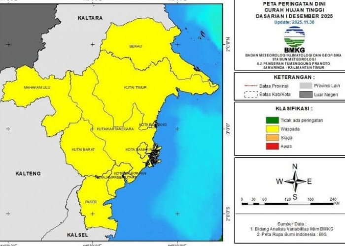 Kaltim Waspada Bencana Hidrometeorologi! BMKG Rilis Peringatan Dini 1-10 Desember