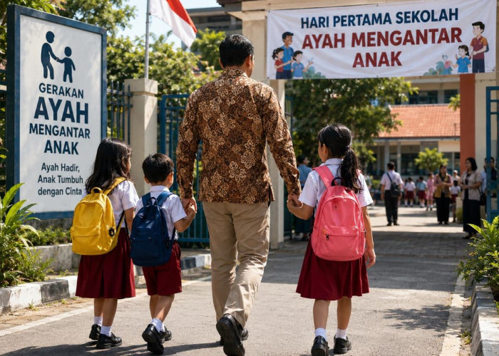 Hari Pertama Sekolah, Ayah di Samarinda Diimbau Antar Anak demi Cegah Fatherless