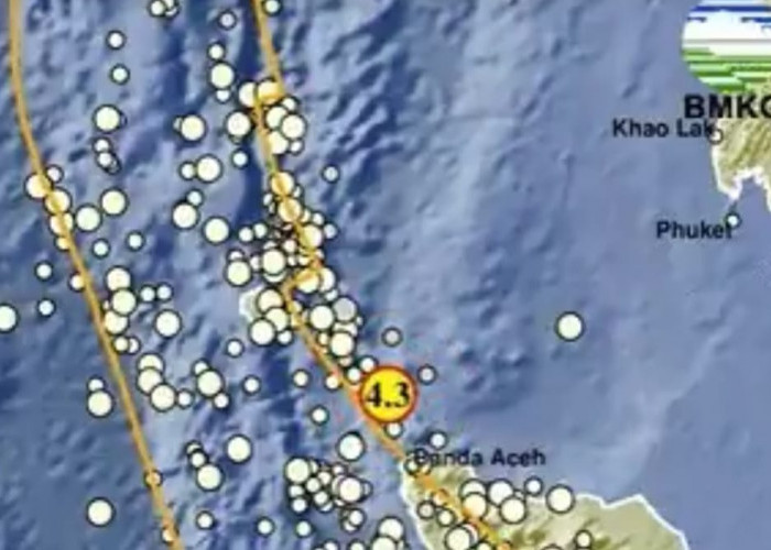 Gempa M 4,3 Guncang Kota Sabang, Aceh Pagi ini