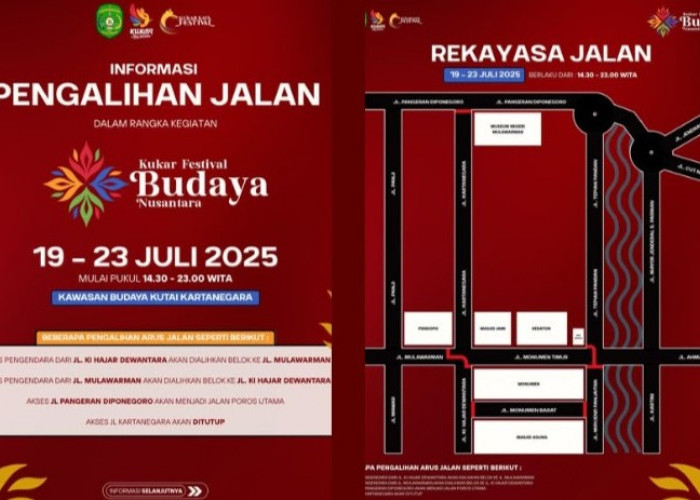 Hari ini Pawai Kirab KFBN 2025 Digelar di Tenggarong, Berikut ini Rute Rekayasa Lalu Lintasnya 
