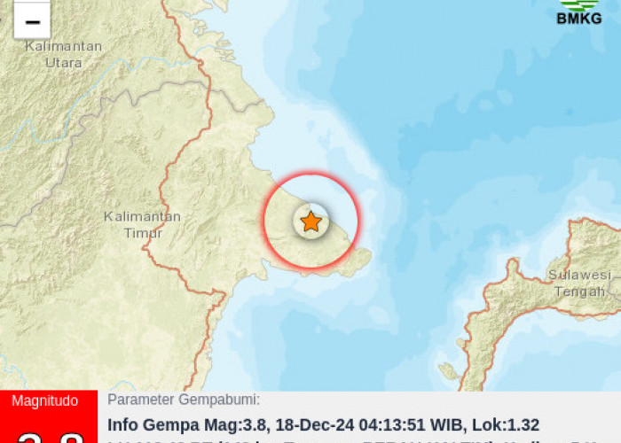 Gempa Kekuatan M3.8 Guncang Bagian Tenggara Berau