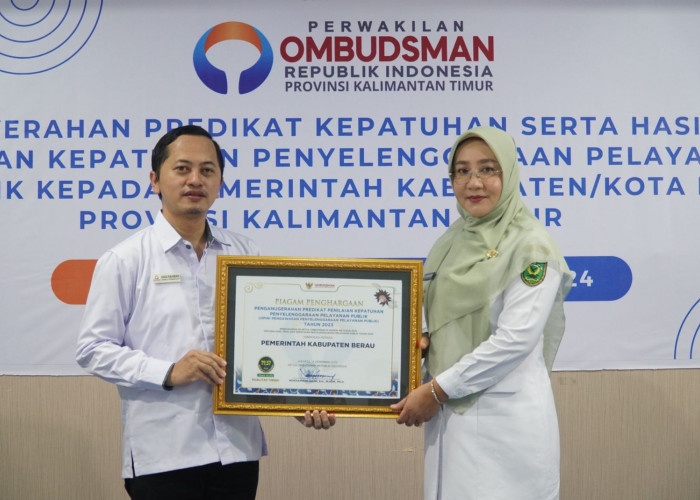 Pemkab Berau Raih Penghargaan Ombudsman RI Atas Kinerja Penyelenggaraan Pelayanan Publik