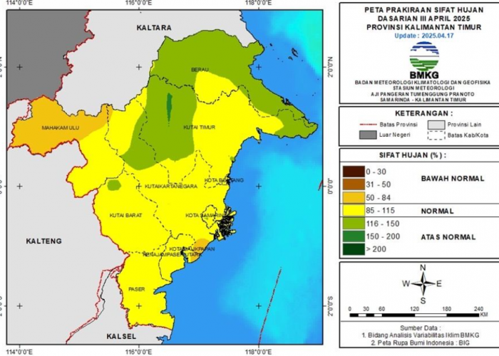 BMKG Prediksi Sebagian Besar Kaltim Diguyur Hujan Menengah hingga Tinggi