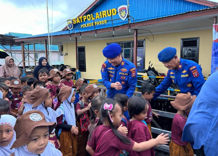 Seru! Anak TK di Paser Diajak Kenal Kapal Polisi dan Keselamatan Perairan