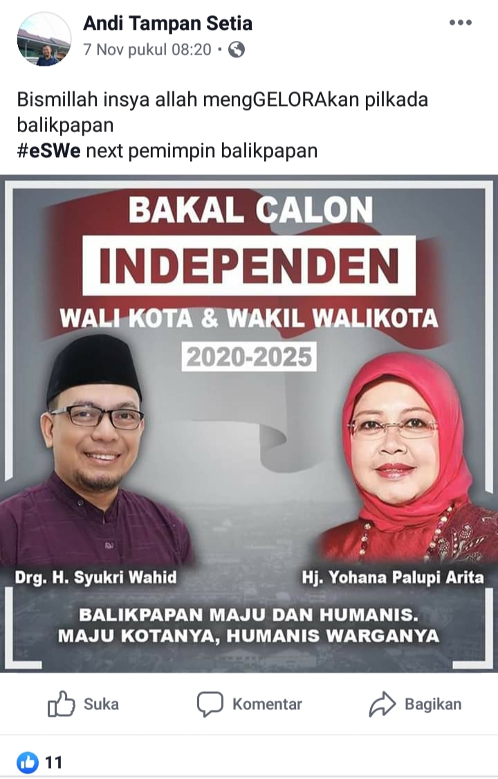 Postingan Maju Independen Syukri-Arita Beredar, Syukri: Itu Aspirasi Warga