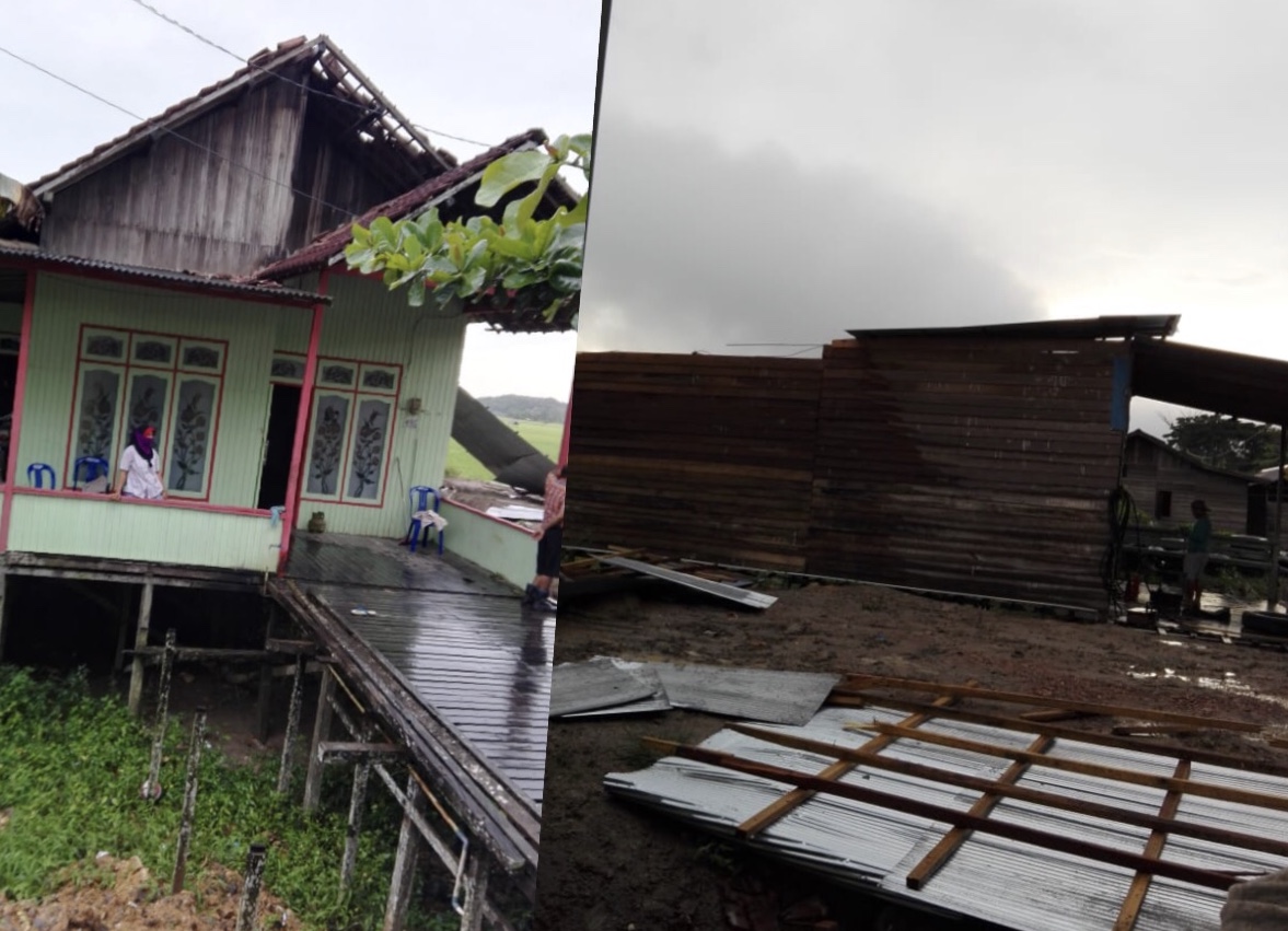 Dihantam Puting Beliung, Tiga Rumah Warga Tenggarong Seberang Rusak