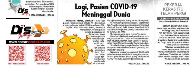 Lagi, Pasien COVID-19 Meninggal Dunia