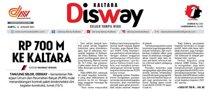 Rp 700 M ke Kaltara