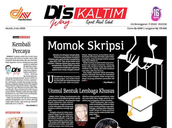 Disway Kaltim Edisi Cetak 21 Juli 2020