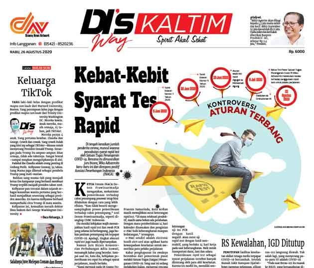 Disway Kaltim Edisi Cetak 26 Agustus 2020