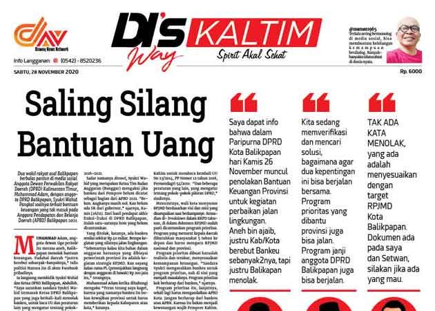 Disway Kaltim Edisi Cetak 28 November 2020