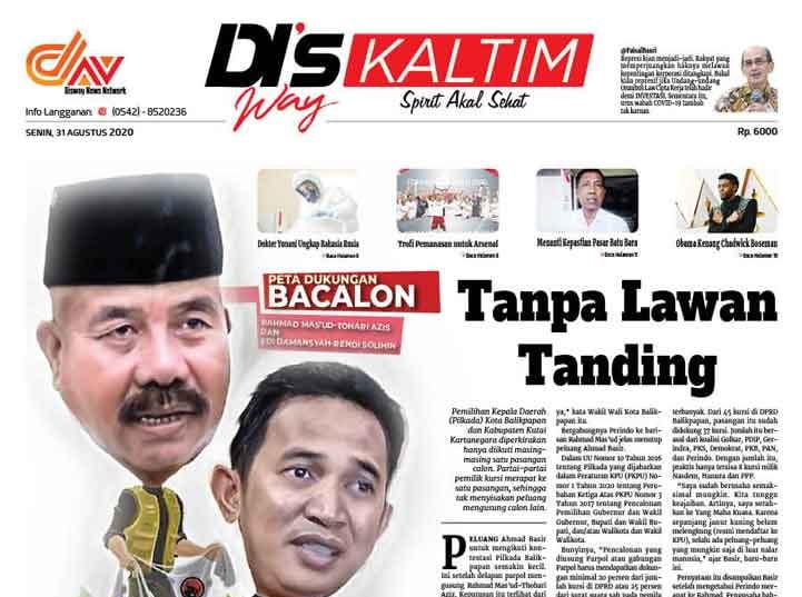 Disway Kaltim Edisi Cetak 31 Agustus 2020