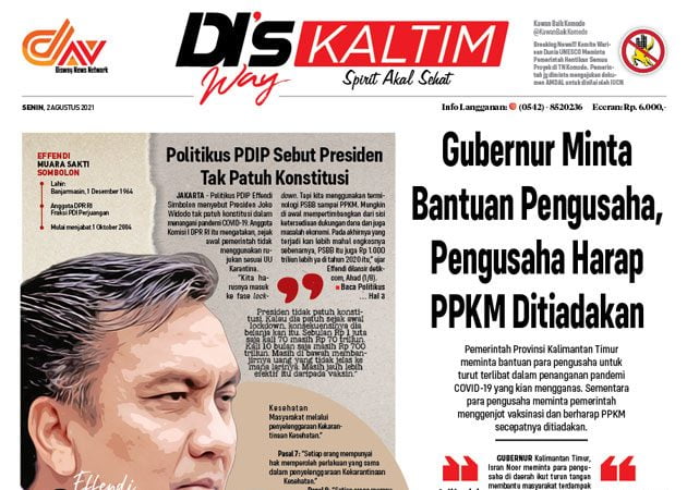 Disway Kaltim Edisi Cetak 2 Agustus 2021