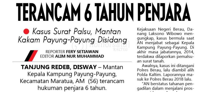 Terancam 6 Tahun Penjara