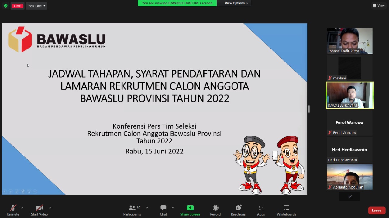 Pendaftaran Calon Anggota Bawaslu Kaltim Dibuka