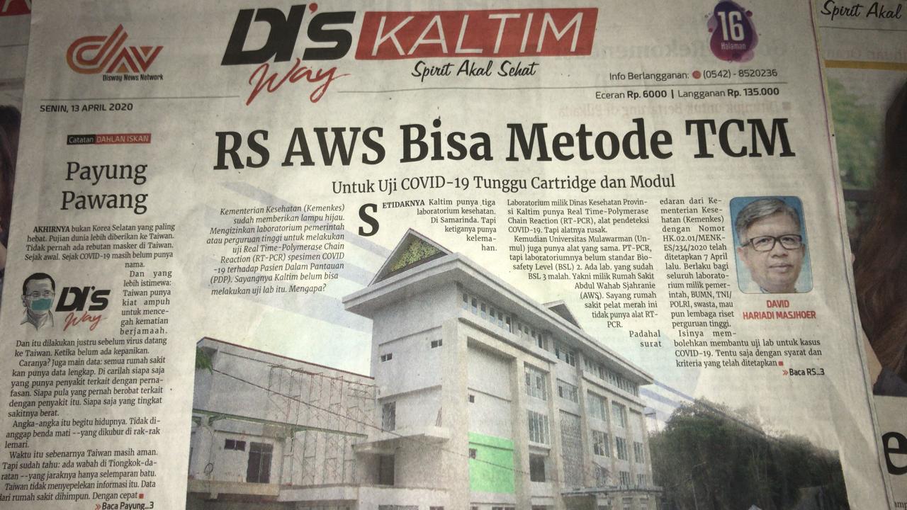 RS AWS Sudah Bisa Uji Swab, Penanganan COVID-19 Lebih Cepat