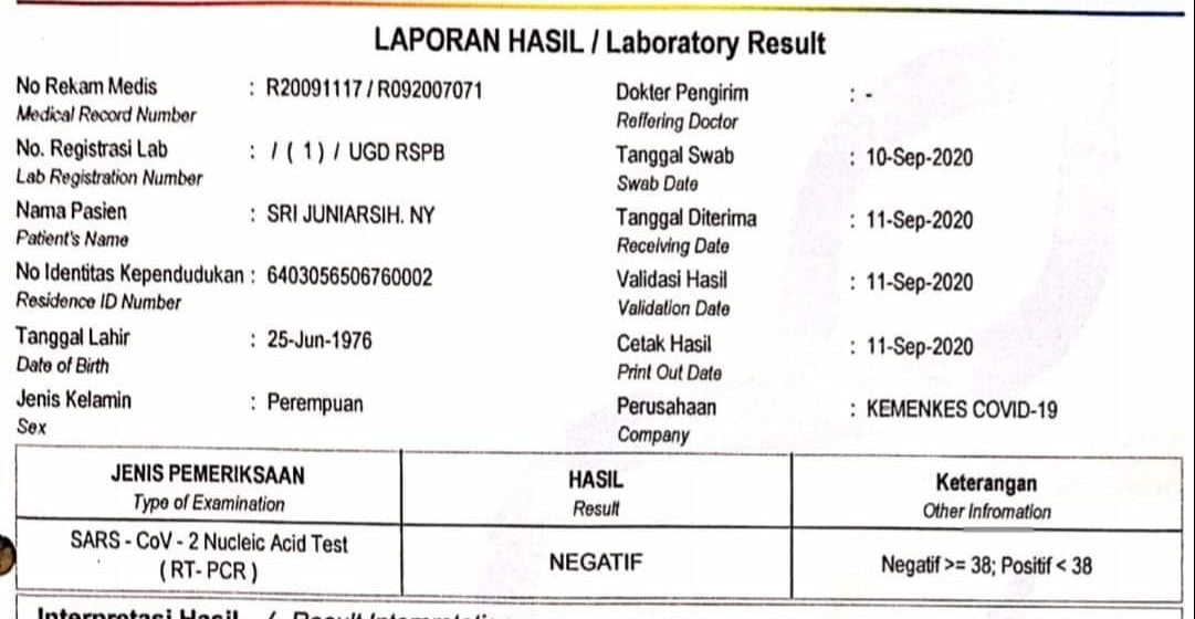 Kontak Erat Bupati Negatif