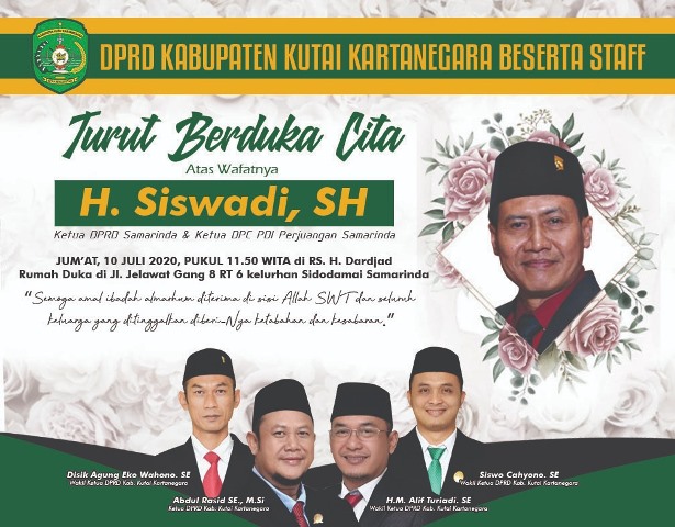 Siswadi Tutup Usia, Abdul Rasid Sebut Kaltim Kehilangan Sosok Politisi yang Piawai