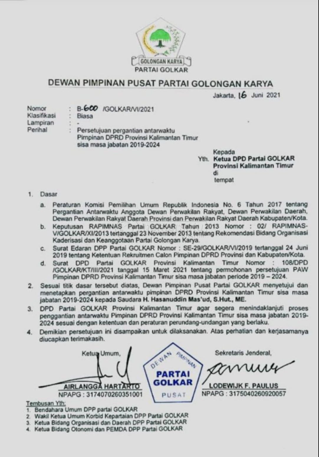 Beredar Kabar, Golkar Copot Makmur dari Jabatan Ketua DPRD Kaltim