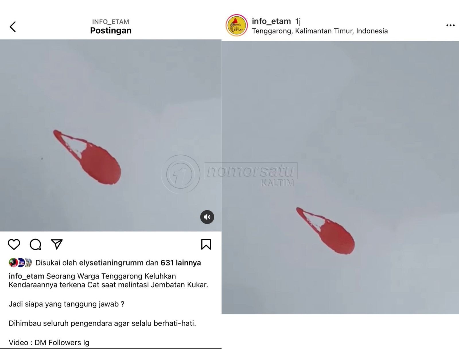 Viral Pengguna Jalan Mengeluh Cat Merah Jembatan Kukar Menetes di Mobil