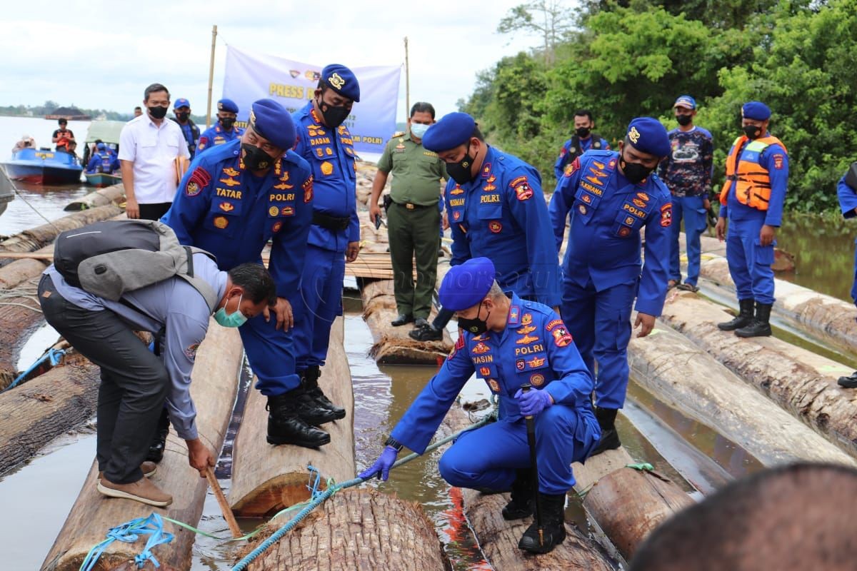 Sebanyak 300 Batang Kayu Log Ilegal Diamankan di Perairan Sungai Belayan Kukar