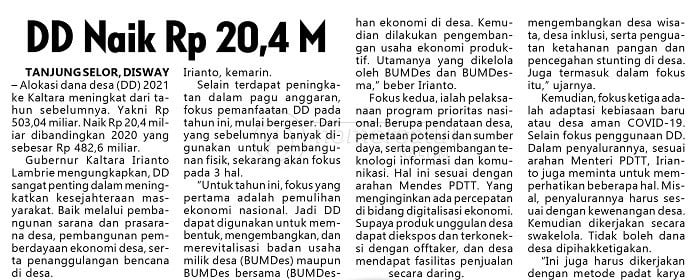 DD Naik Rp 20,4 M