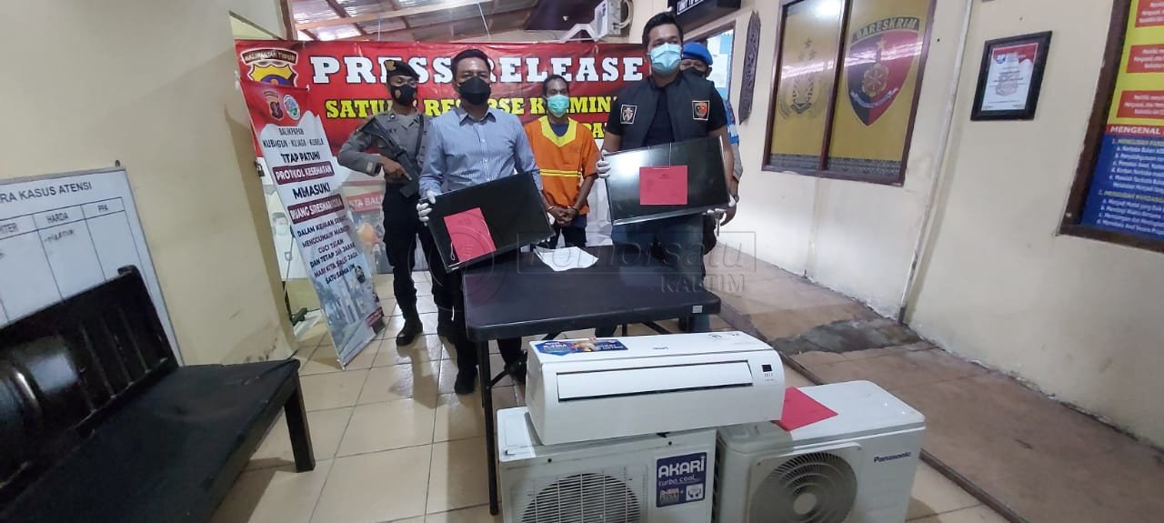 Pencuri TV dan AC Dibekuk Polresta Balikpapan, Hasil Curian untuk Judi Online