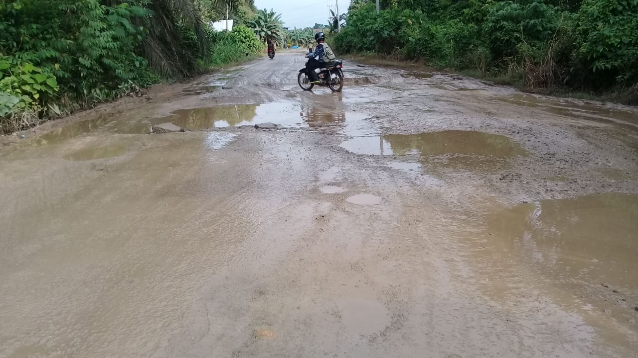 Jalan Poros Perian Rusak Parah