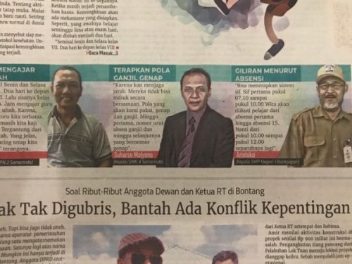 Masuk Dua Hari, Jumlah Siswa Dikurangi