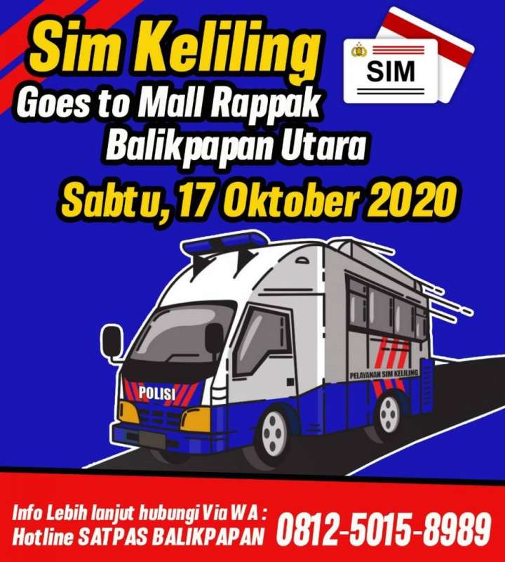 Besok, SIM Keliling Hadir di Rapak Plaza