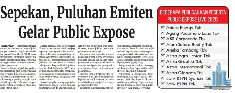 Sepekan, 50 Puluh Emiten Gelar Public Expose Live 2020